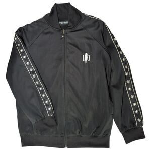 Ghost Supply Track Jacket S Black Full Zip Logo Tape Sleeve Streetwear Mens